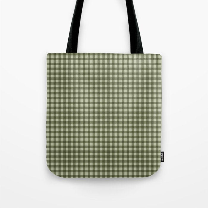 Gingham Plaid Pattern - Natural Green Tote Bag Gallery Image 1