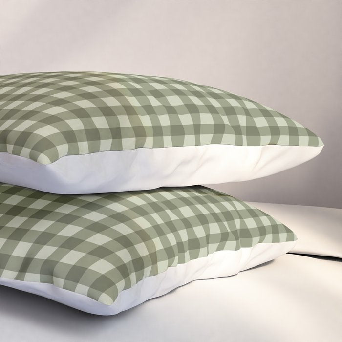 Gingham Plaid Pattern - Natural Green Pillow Sham Gallery Image 3