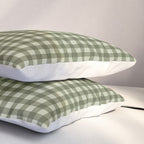Gingham Plaid Pattern - Natural Green Pillow Sham Gallery Image 3