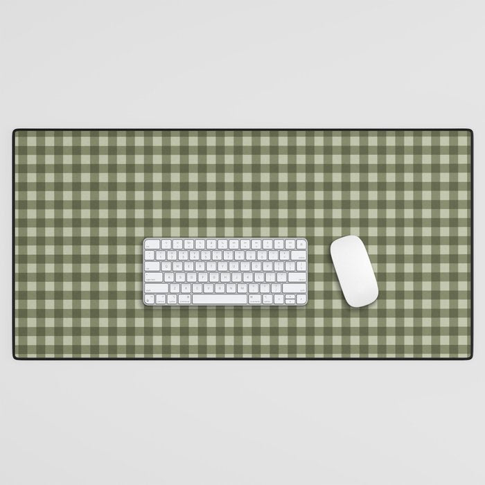 Gingham Plaid Pattern - Natural Green Desk Mat Gallery Image 1