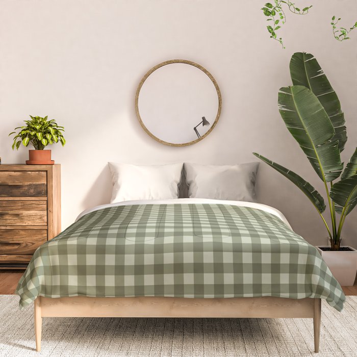 Gingham Plaid Pattern - Natural Green Comforter Gallery Image 3