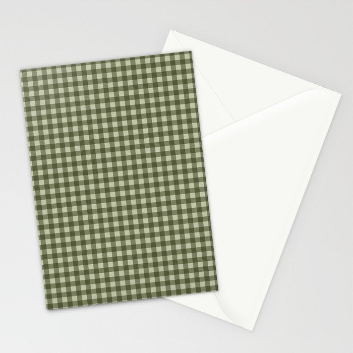 Gingham Plaid Pattern - Natural Green Stationery Card Gallery Image 2