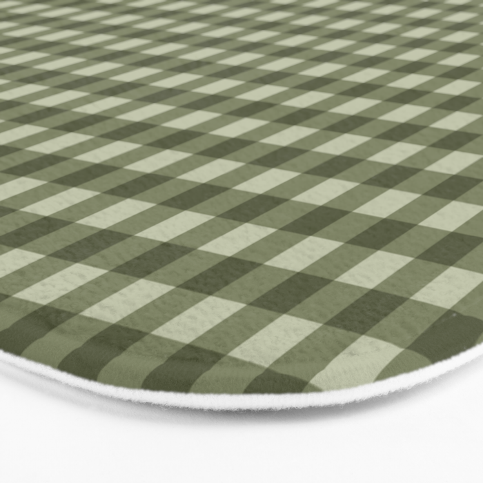 Gingham Plaid Pattern - Natural Green Bath Mat Gallery Image 3