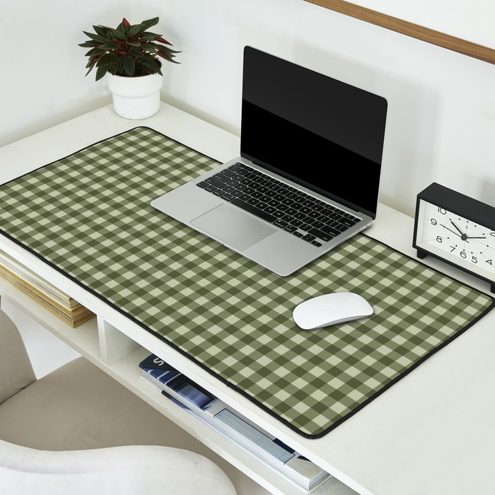 Gingham Plaid Pattern - Natural Green Desk Mat Gallery Image 2