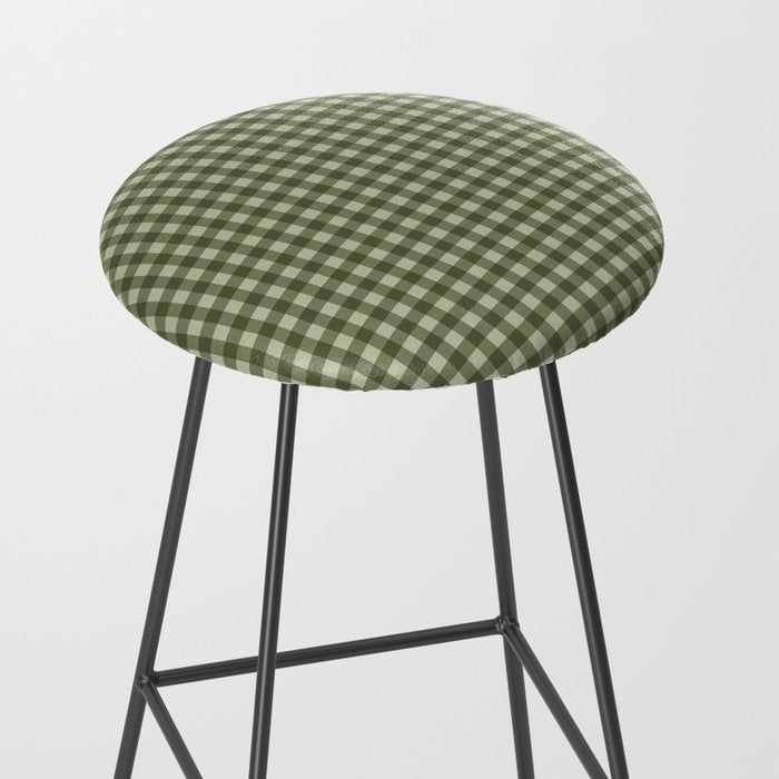 Gingham Plaid Pattern - Natural Green Stool Gallery Image 2