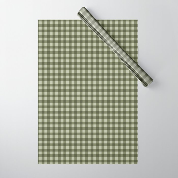 Gingham Plaid Pattern - Natural Green Wrapping Paper Gallery Image 1