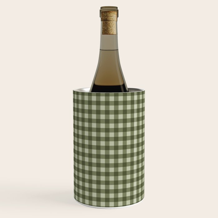Gingham Plaid Pattern - Natural Green Wine Chiller Gallery Image 2