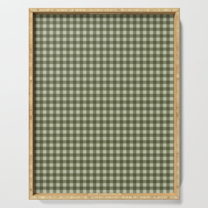 Gingham Plaid Pattern - Natural Green Serving Tray Gallery Image 1