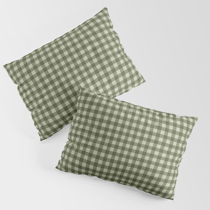 Gingham Plaid Pattern - Natural Green Pillow Sham Gallery Image 3