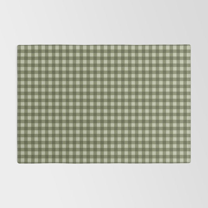 Gingham Plaid Pattern - Natural Green Rug Gallery Image 2