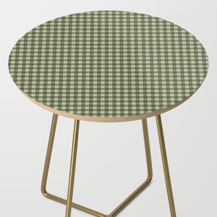 Gingham Plaid Pattern - Natural Green Side Table Gallery Image 2