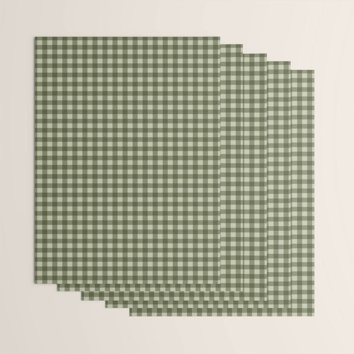 Gingham Plaid Pattern - Natural Green Wrapping Paper Gallery Image 3