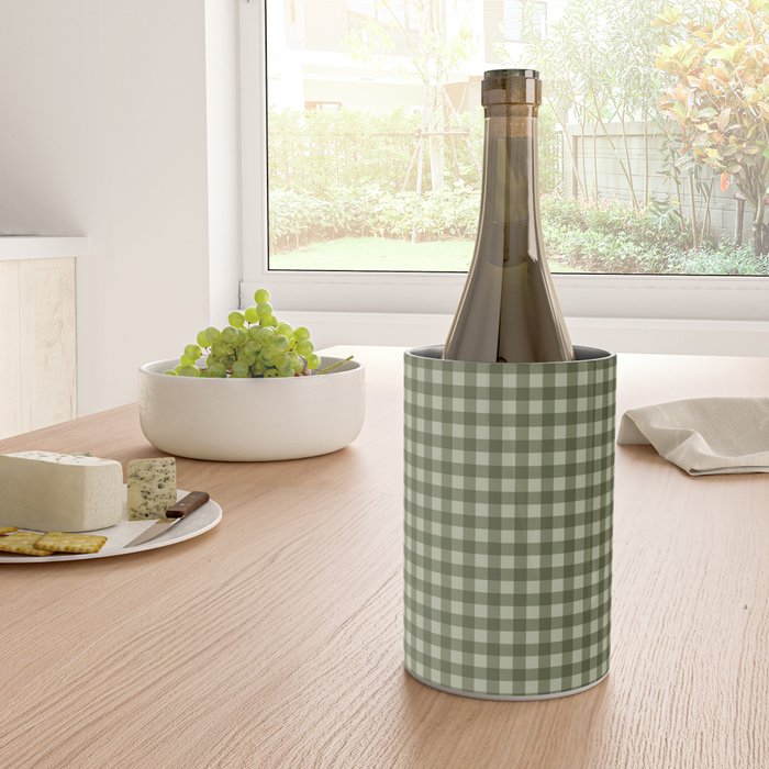 Gingham Plaid Pattern - Natural Green Wine Chiller Gallery Image 4