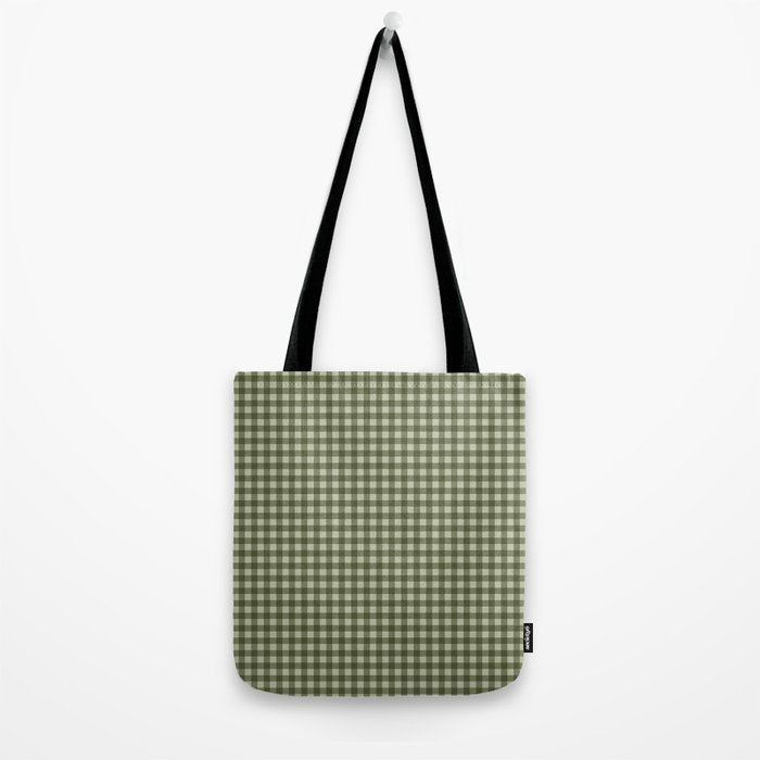 Gingham Plaid Pattern - Natural Green Tote Bag Gallery Image 2