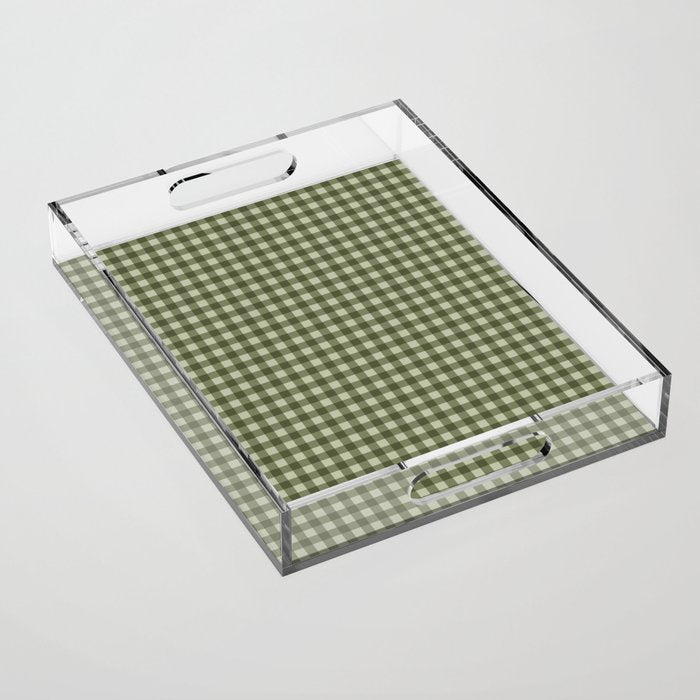 Gingham Plaid Pattern - Natural Green Acrylic Tray Gallery Image 1