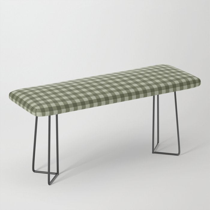 Gingham Plaid Pattern - Natural Green Bench Gallery Image 1