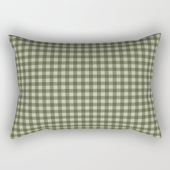 Gingham Plaid Pattern - Natural Green Rectangular Pillow Gallery Image 2