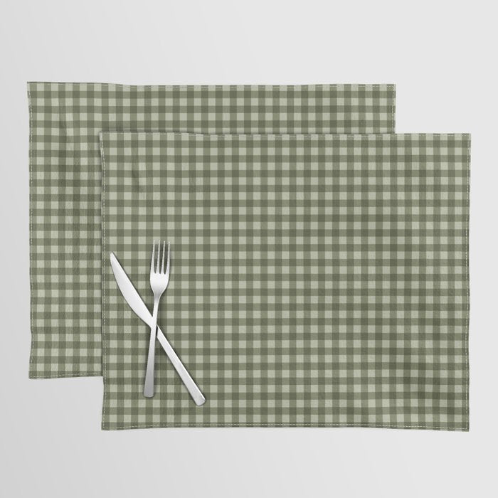 Gingham Plaid Pattern - Natural Green Placemat Gallery Image 1