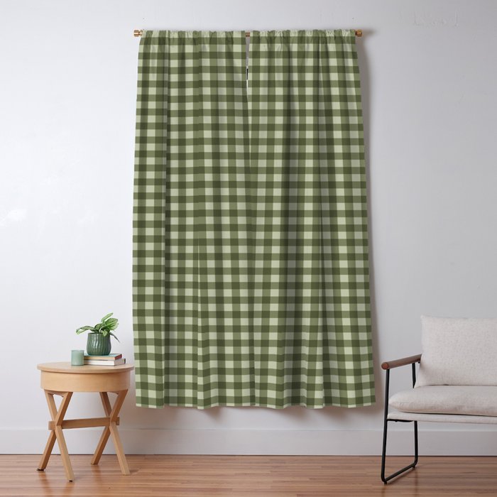 Gingham Plaid Pattern - Natural Green Window Curtain Gallery Image 5