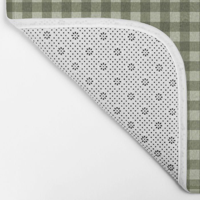 Gingham Plaid Pattern - Natural Green Bath Mat Gallery Image 2