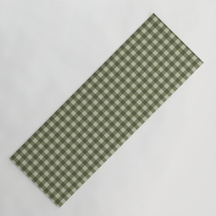 Gingham Plaid Pattern - Natural Green Yoga Mat Gallery Image 1