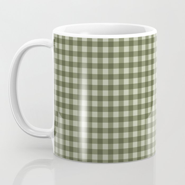 Gingham Plaid Pattern - Natural Green Coffee Mug Gallery Image 3