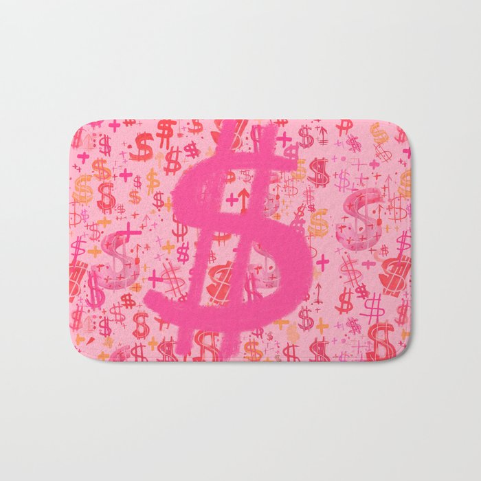 Pink Dollar Signs Bath Mat Gallery Image 1