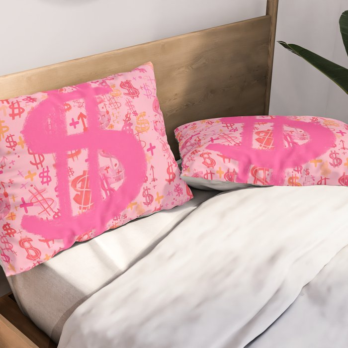 Pink Dollar Signs Pillow Sham Gallery Image 2