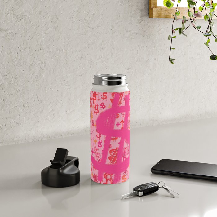 Pink Dollar Signs Water Bottle Gallery Image 4