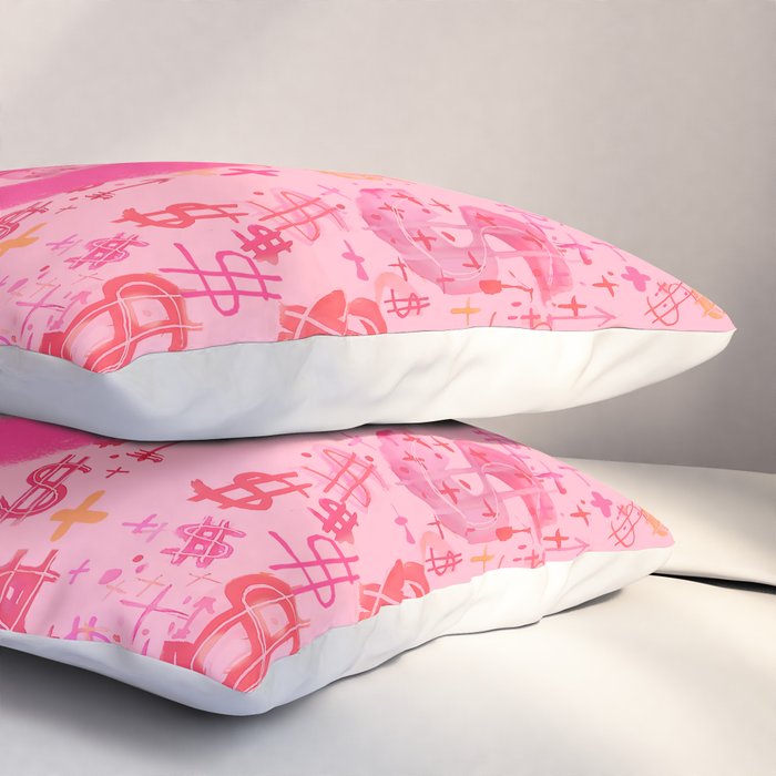 Pink Dollar Signs Pillow Sham Gallery Image 3
