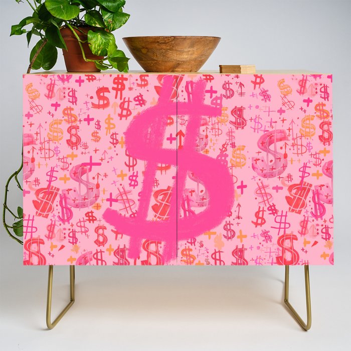 Pink Dollar Signs Credenza Gallery Image 1
