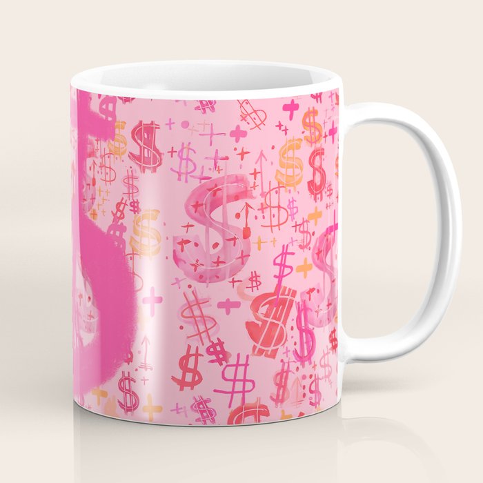 Pink Dollar Signs Coffee Mug Gallery Image 1
