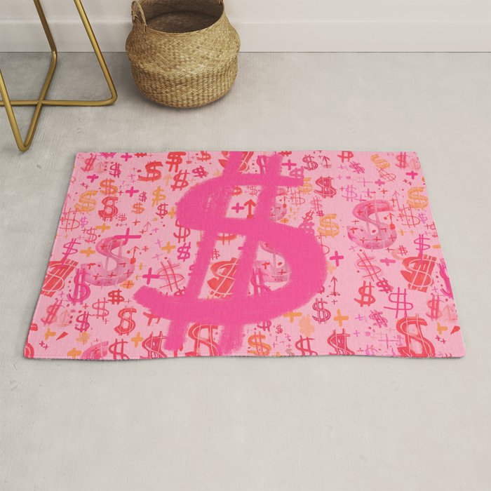 Pink Dollar Signs Rug Gallery Image 1