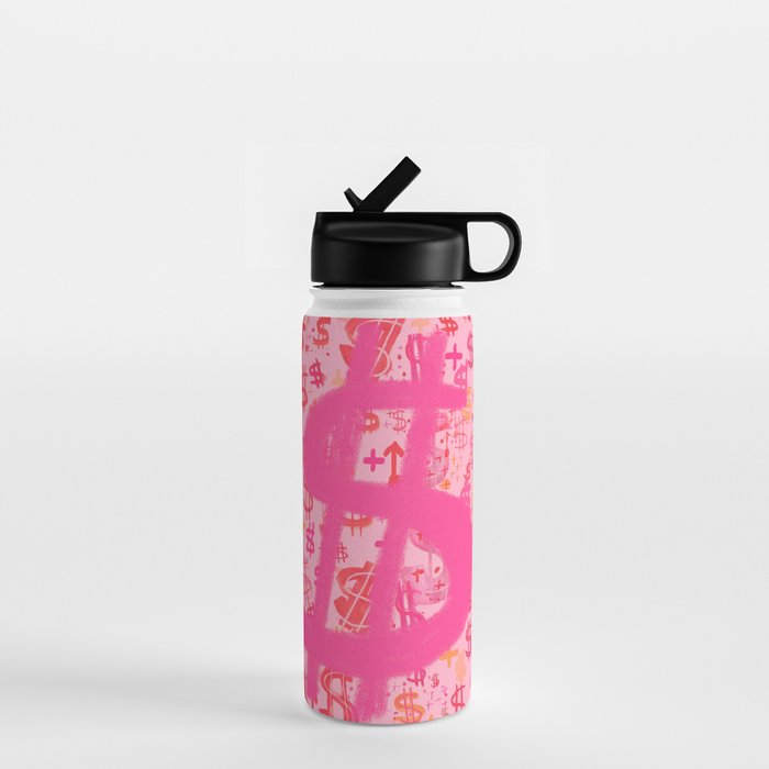 Pink Dollar Signs Water Bottle Gallery Image 1