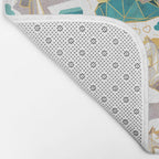 Kicking off some magic // white background white and grey unicorns aqua and mint hearts clouds and rainbows golden lines Bath Mat Gallery Image 2