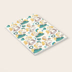 Kicking off some magic // white background white and grey unicorns aqua and mint hearts clouds and rainbows golden lines Notebook Gallery Image 3