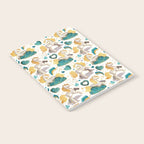 Kicking off some magic // white background white and grey unicorns aqua and mint hearts clouds and rainbows golden lines Notebook Gallery Image 2