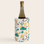 Kicking off some magic // white background white and grey unicorns aqua and mint hearts clouds and rainbows golden lines Wine Chiller Gallery Image 3