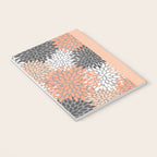 Floral Pattern, Coral, Gray, White Notebook Gallery Image 3