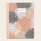 Floral Pattern, Coral, Gray, White Notebook Gallery Image 4