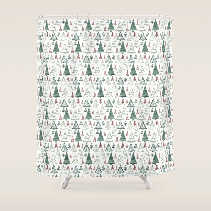 Tree Farm . Classic Christmas Shower Curtain Gallery Image 1