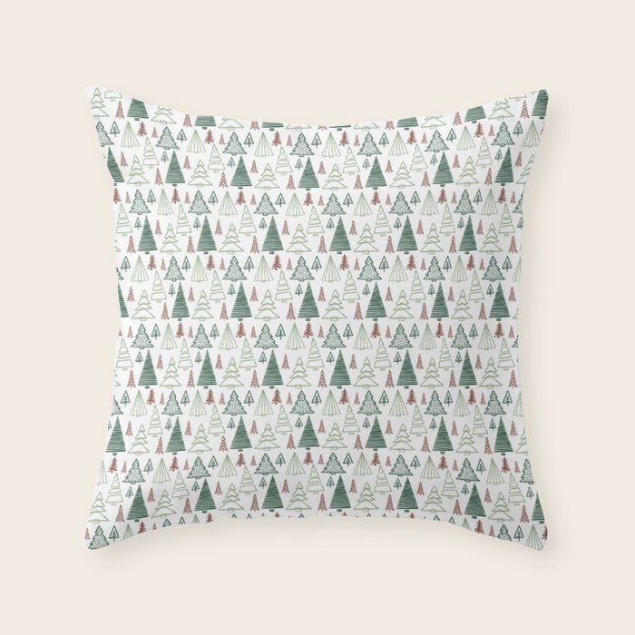 Tree Farm . Classic Christmas Throw Pillow Gallery Image 1