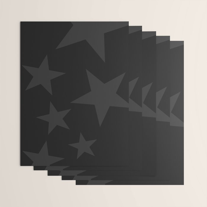 Stealth Grey and Jet Black Big Ol' Stars Wrapping Paper Gallery Image 3