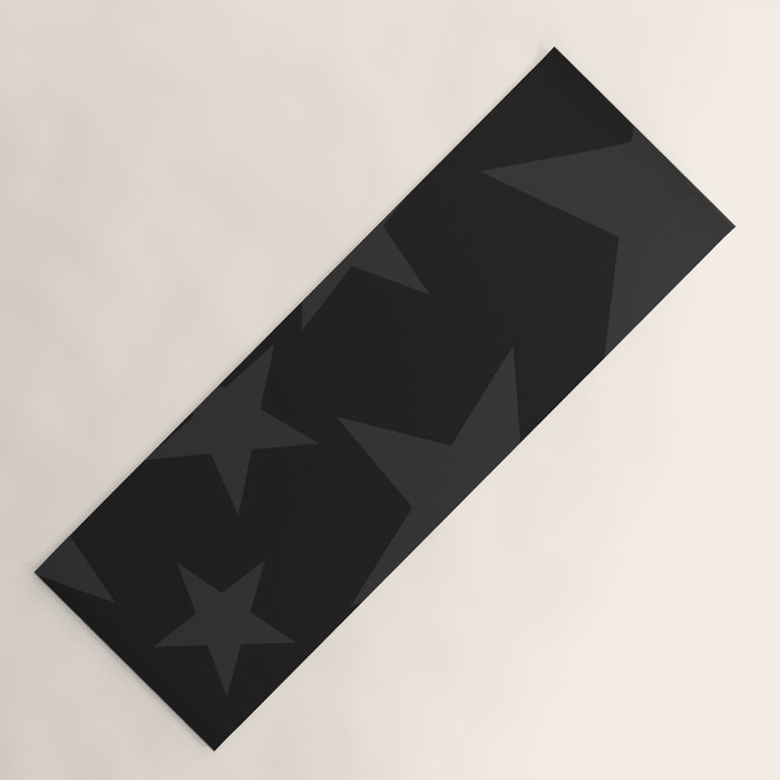 Stealth Grey and Jet Black Big Ol' Stars Yoga Mat Gallery Image 1