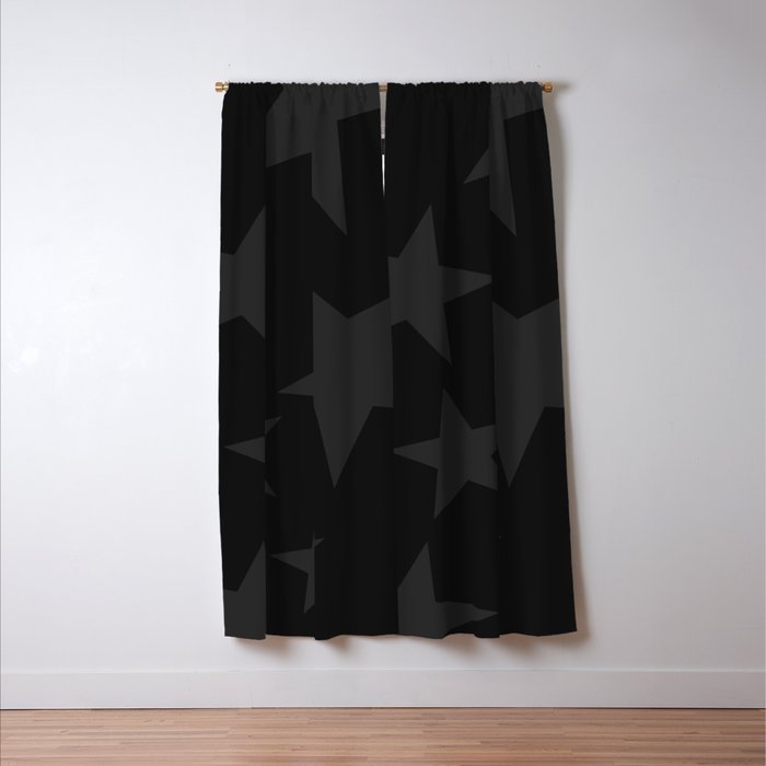 Stealth Grey and Jet Black Big Ol' Stars Window Curtain Gallery Image 3