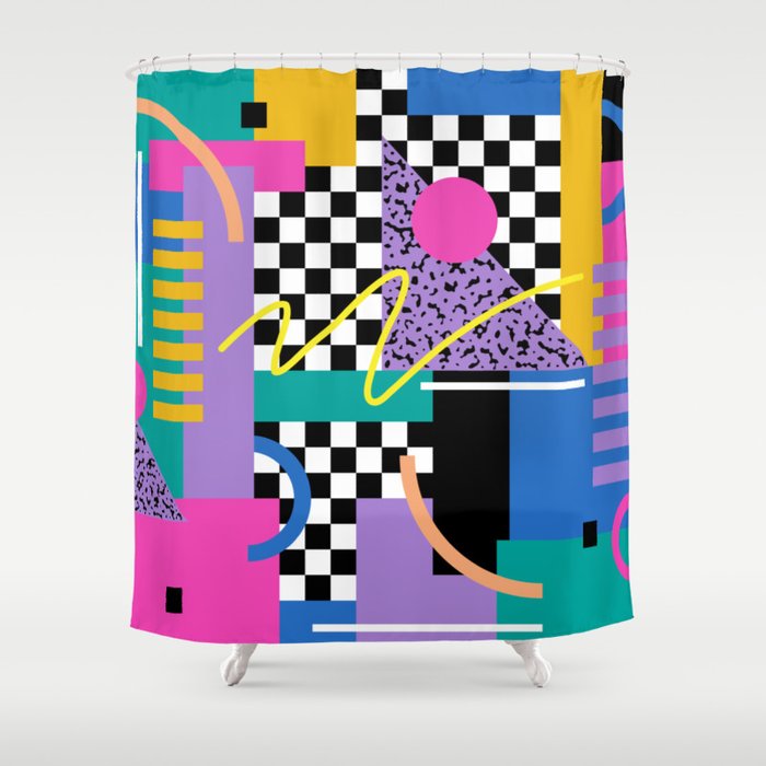 Memphis pattern 101 - 80s / 90s Retro Shower Curtain Gallery Image 1
