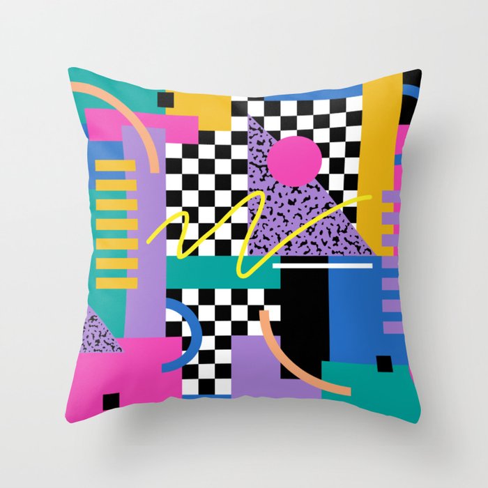 Memphis pattern 101 - 80s / 90s Retro Throw Pillow