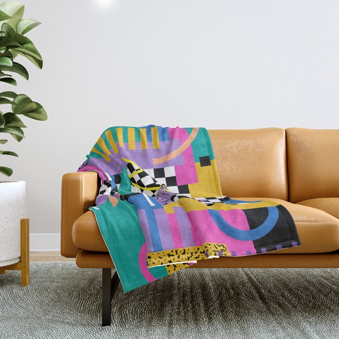 Memphis pattern 101 - 80s / 90s Retro Throw Blanket Gallery Image 1