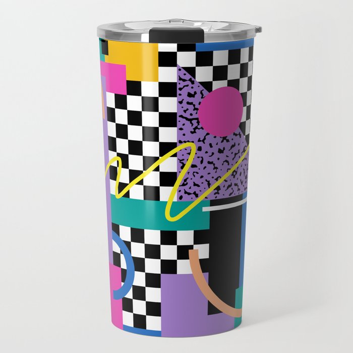 Memphis pattern 101 - 80s / 90s Retro Travel Mug Gallery Image 1