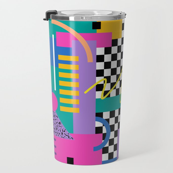 Memphis pattern 101 - 80s / 90s Retro Travel Mug Gallery Image 3